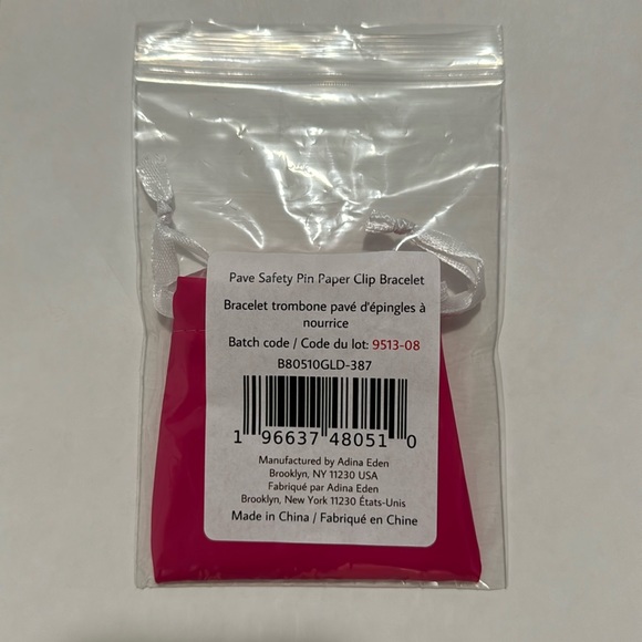 Pave 14K Safety Pin Paperclip Bracelet - Picture 6 of 7